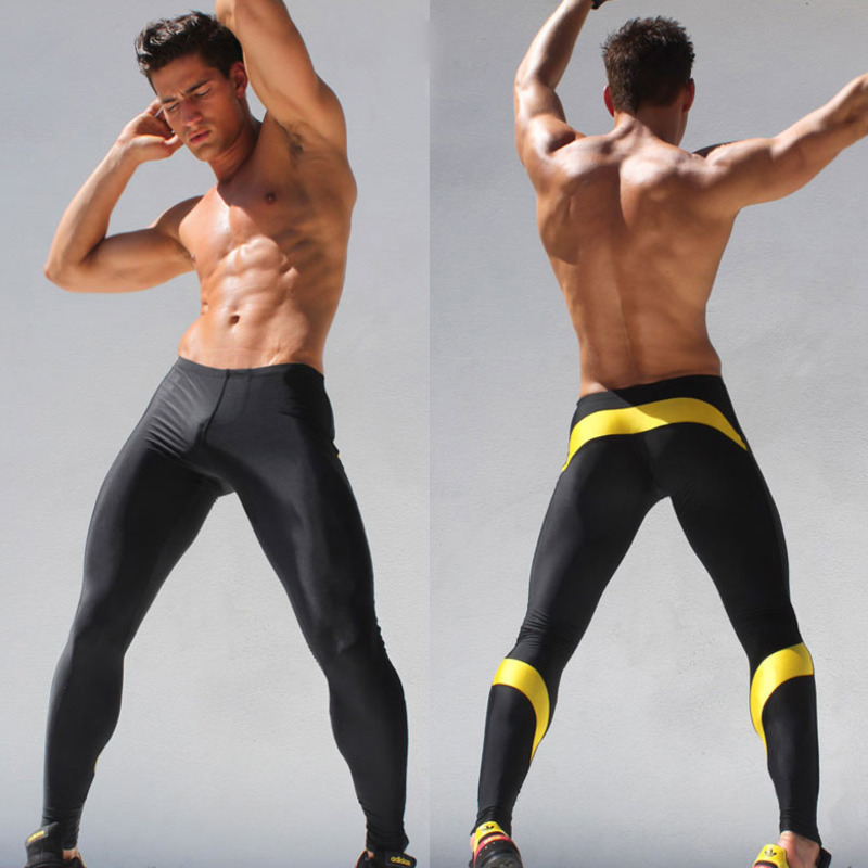 Mens Leggings Running Tights Patchwork Gym Sport Men Compression Pants Quick Dry Male Workout Cycling Biker Leggins Pant Clothes