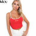 Kliou 2017 Women's Fashion New Strappy Embroidery Letter Tank Tops Bustier Vest Crop Top Bralette Women Sexy Casual Clothes