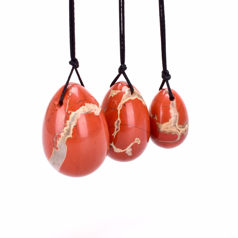 3 pcs Natural Red Jasper Yoni Egg Massage Stone Jade Eggs for Women Kegel Exercise Narrowing Vaginal Muscle Ben Wa Ball