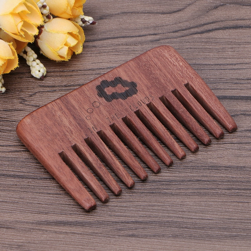 Wood Wide Tooth Beard Comb Pocket Size Anti Static Massage Hair Care Gift New 1PC