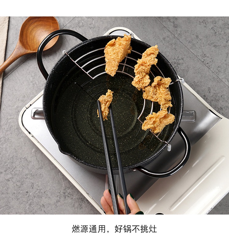 Home Commercial Kitchen Gadgets Oil Cylinder Oven Steak French fries chicken Fryer Fine Iron Mini BBQ Hot Pot with Drain Rack