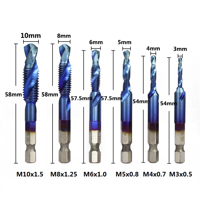 XCAN 1/4mm Shank M3-M10 HSS Thread Tap Set Metric Tap Drill Nano Blue Coated Machine Screw Tap