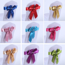 Banquet Chairs Sashes Free Fasten Bowknot Strap Simple Solid Color Pu Leather Back Flowers Knot Fabric Bow Decor Mariage Ribbon