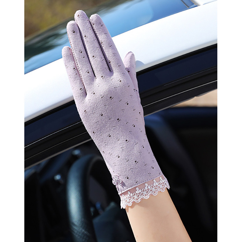 Women's Short Wrist Summer Cotton Thin Gloves Autumn Slip-proof Touch Screen Short Style UV Sunscreen Driving Gloves Guantes