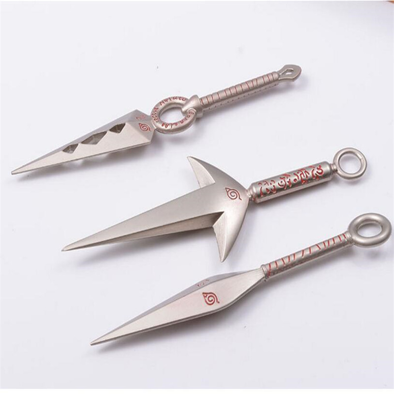 Naruto Hatake Kakashi Deidara Kunai Shuriken Weapons Swords Necklace Pendant Keychain 7Pcs/Set Alloy Toy Swords Cosplay Prop Toy
