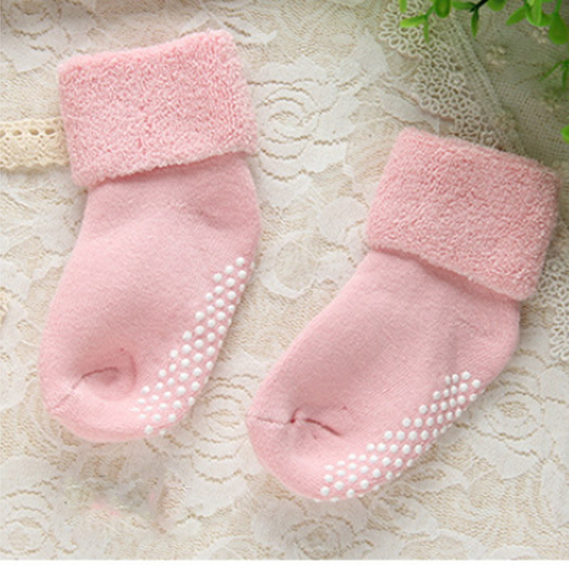 0-3Y Cotton Baby Socks Winter Warm Newborn Baby Girl Boy Socks Anti Slip Toddler Infant Socks With Rubber Soles Children Sokken