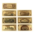 7PCS/8PCS 1/2/5/10/20/50/100 Dollar USA Banknotes Bills Bank Note in 24K Gold Plated Fake Currency Money For Gifts Home Decor