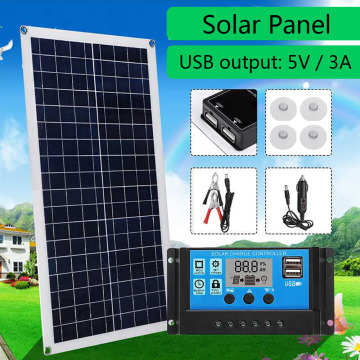 35W 10A 20A 40A Solar Charger Controller + Solar Panel LCD Display PWM Solar Charge Controllers Double USB Panel Controlador Set