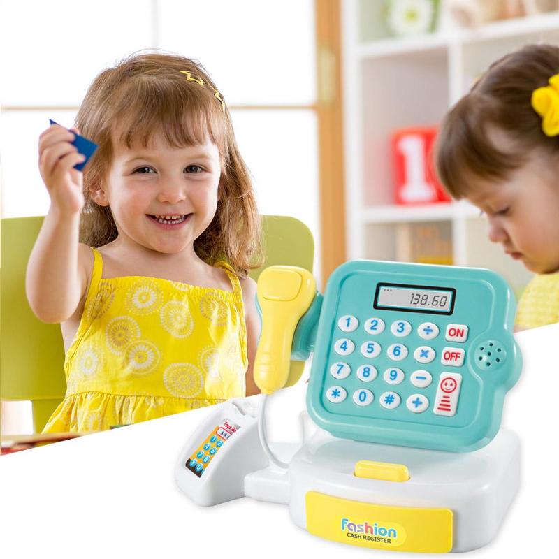 Simulated Supermarket Checkout Counter Role Cashier Cash Register Set Toy Kids Pretend Play Early Educational Toys Kids Gifts