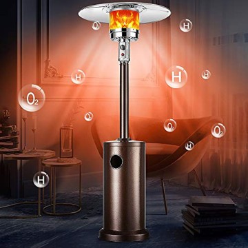 4# Propane Patio Heater With Wheels And Table Large Outdoor Gas Heater Camping Hiking Picnic Stove Heater Adjustable Thermostat