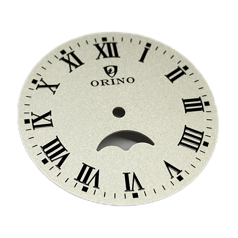 Roman index with moon phase on watch dial