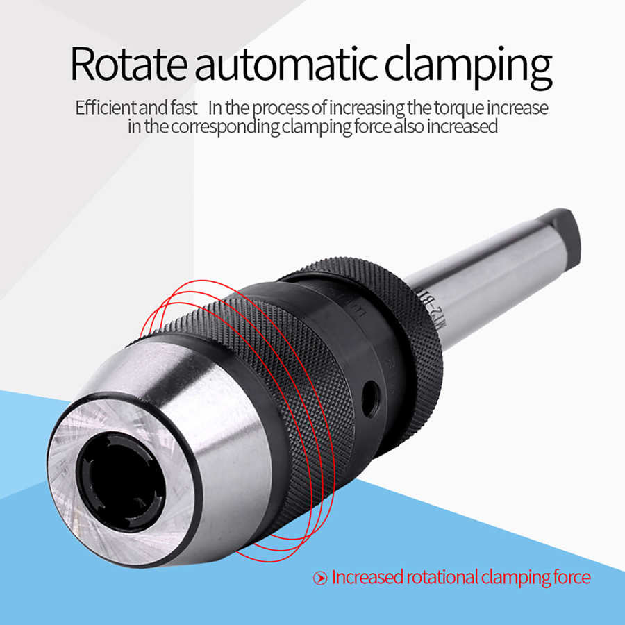 1pc 1-13mm 1/2" Steel Self-tightening Keyless Lathe Drill Chuck and MT2-B16 Arbor