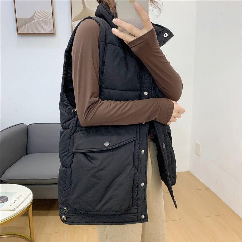 2021 Women Down Vest Sleeveless Jacket Warm White Duck Down Jacket Single Breasted Black Fashion Autumn Winter Waistcoat Y97