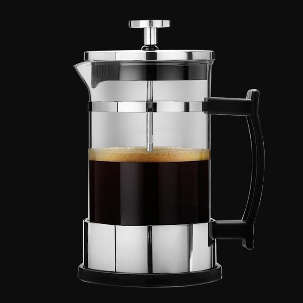 French Press Coffee & Tea Maker | 12oz | Small Coffee Pot with 304 Stainless Steel & Heat Resistant Glass (Black)