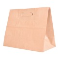 A flat bottom kraft paper bag
