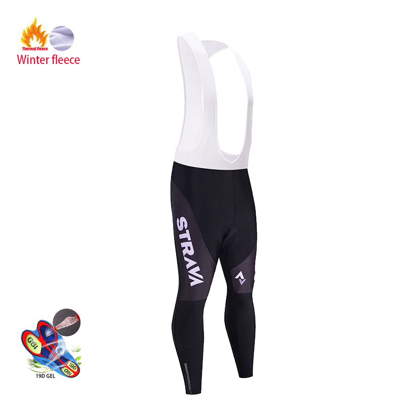 2020 STRAVA Men Winter Fleece Thermal Cycling Tights Pants motion Outdoor Cycling Bib Pants 19D Gel Pad Shockproof Bike Trousers