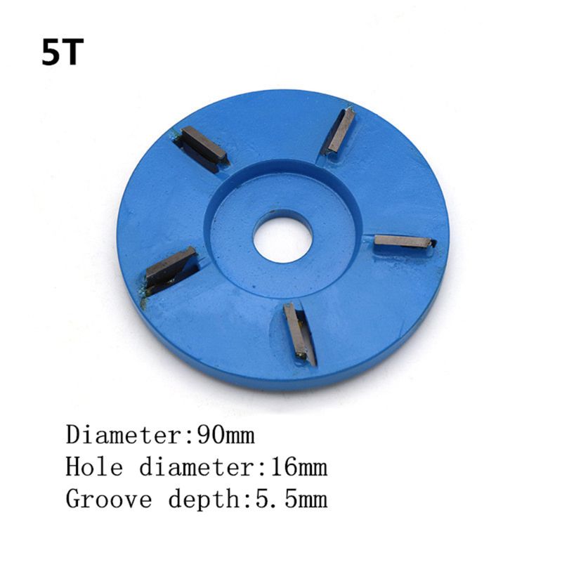 3/5/6 Teeth Flat Power Wood Carving Cutter Disc Milling Attachment 90mm Diameter For 16mm Aperture Angle Grinder