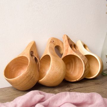 Wooden Cup Tea Coffee Mug Portable Outdoor Natural Wood Drinking Milk Cup With Handle Home Decor Drinkware Kuksa Kasa Tea Cup