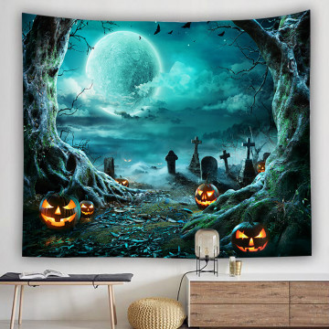 1PC Halloween Tapestry With Skull Print Background Hanging On The Bedroom Wall Home Decor Halloween Tapestry Garden 2021