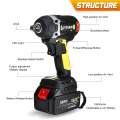 630N.m 388VF Brushless Electric Impact Wrench With 19800mAh Li Battery Impact Hand Drill Installation LED Light Power Tools