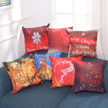 New Cushion Cover Christmas Atmosphere Printing Outdoor Waterproof Pillow Cover Sofa Seat Family Decoration 35 Cm ×35 Cm