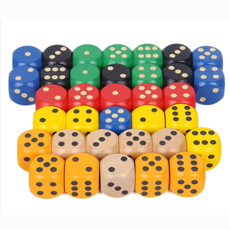 10 pcs/set 16mm Point Cubes Round Coener Dice Set Wooden 6 Sided Colorful Point Dice Board Game Accessory