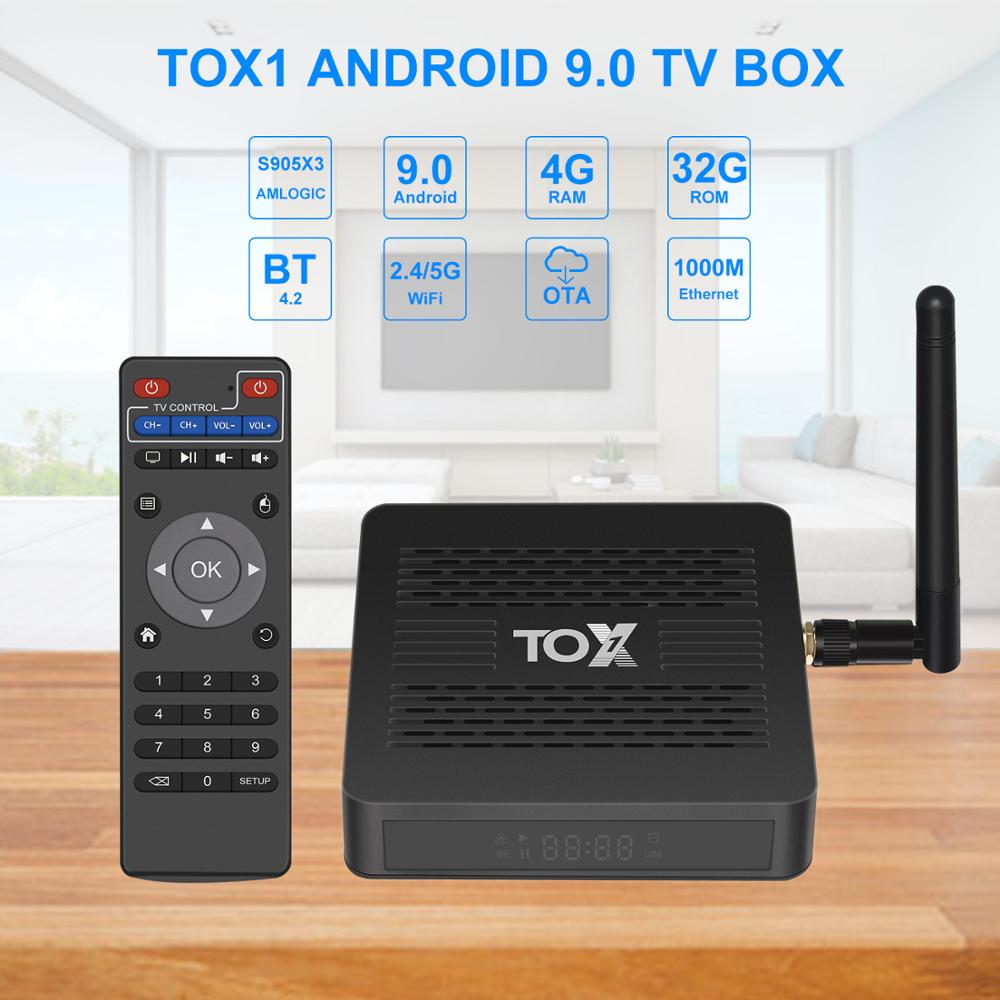 2020 TOX1 Amlogic S905X3 Android 9.0 Smart TV Box 4GB 32GB 2.4G 5G WiFi Bluetooth 1000M 4K Media player