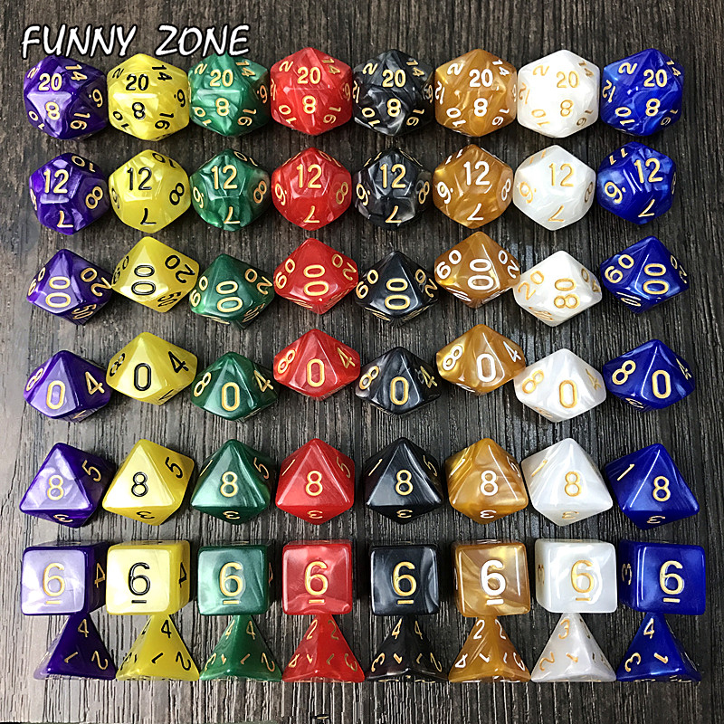 7pc/Set RPG Dice for DnD D4-D20 Multi Sided Games Dices 8 colors Desktop Polyhedral Set Acrylic Plastic Toy Kit