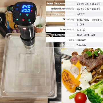 Vacuum Slow Sous Vide Food Cooker 1800W Powerful Immersion Circulator - Large LCD Digital Timer Display Stainless Steel