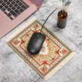 Persian Mini Woven Carpet Mouse Pad Pattern Cup Mouse Pad with Fring Retro Style Home Office Table Decoration Craft