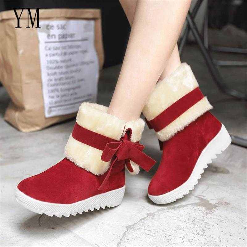 3Colour Hot Snow Boots 2019 Classic Heels suede Women Winter Boots Warm fur Plush Insole Ankle boots women shoes With Knot shoes