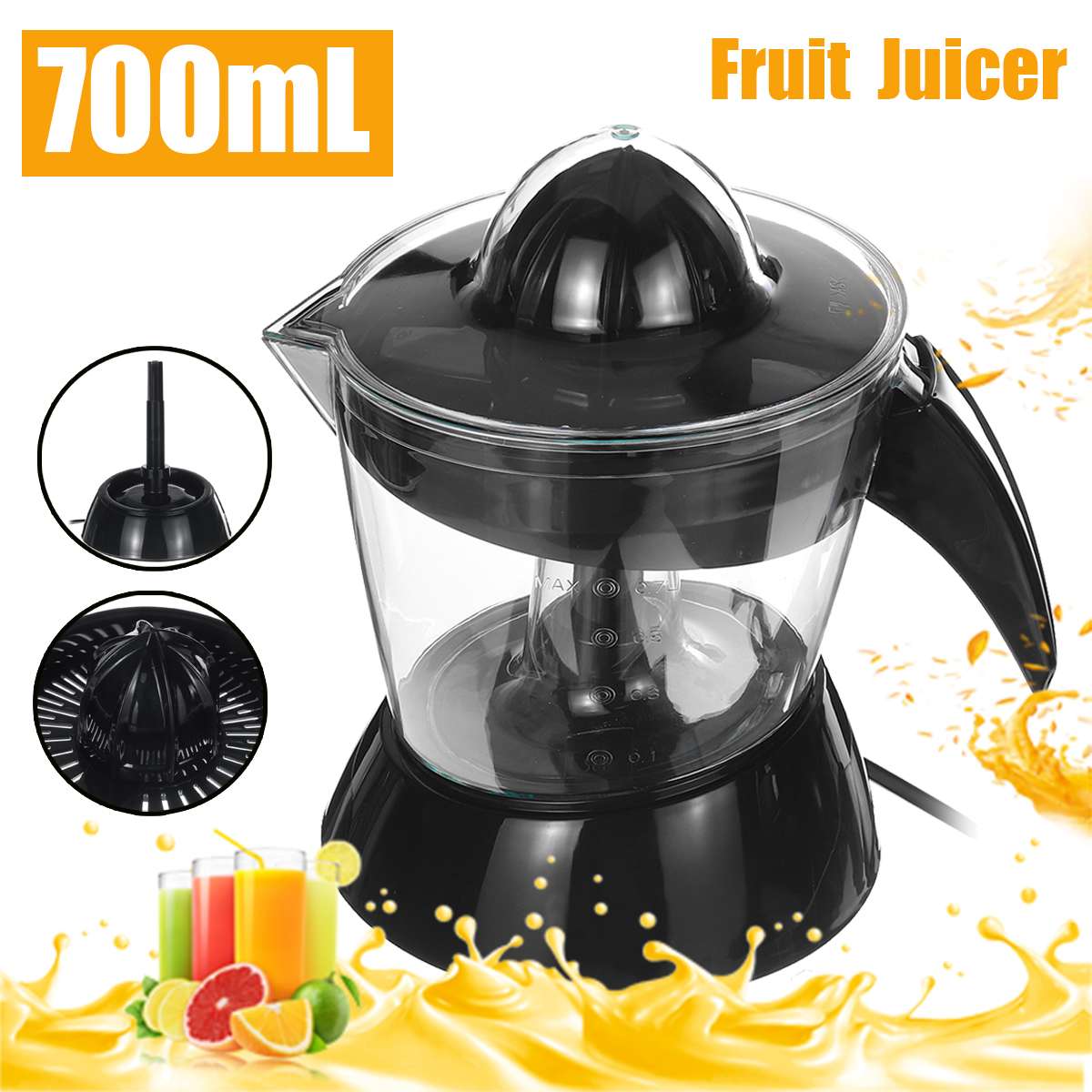 220V 700ml Electric Citrus Juicer Fruit Press Machine Orange Lemon Grapefruit Squeezer Scale Marking Home Juice Extractor