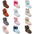 Newborn First Walkers Unisex Cozie Faux Fleece Bootie Winter Warm Infant Toddler Crib Shoes Classic Floor Boys Girls Baby Boots