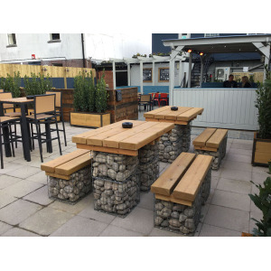 Gabion Stone Chair Set with Table