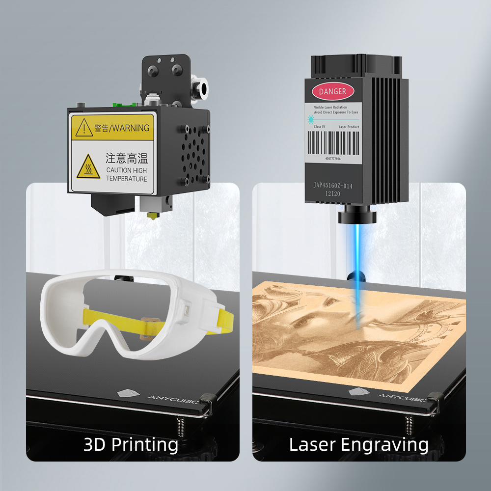 ANYCUBIC Mega Pro 3D Printer FDM Printing Laser Engraving Touch Screen Printing TPU Filament Dual Gear Extruder 3D Printer