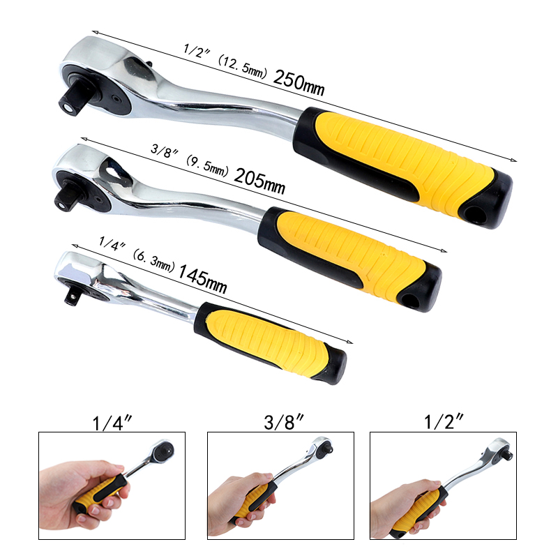 Ratchet Wrench 1/2" 3/8" 1/4" Universal Key 72 Teeth Auto Wrench Torque Repair Hand Tools 1PC