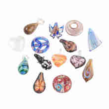 20pcs Handmade Lampwork Glass Pendants jewelry making, Mixed Shapes, Mixed Color 20~38x12~25x3~16mm, Hole: 1~5mm F70