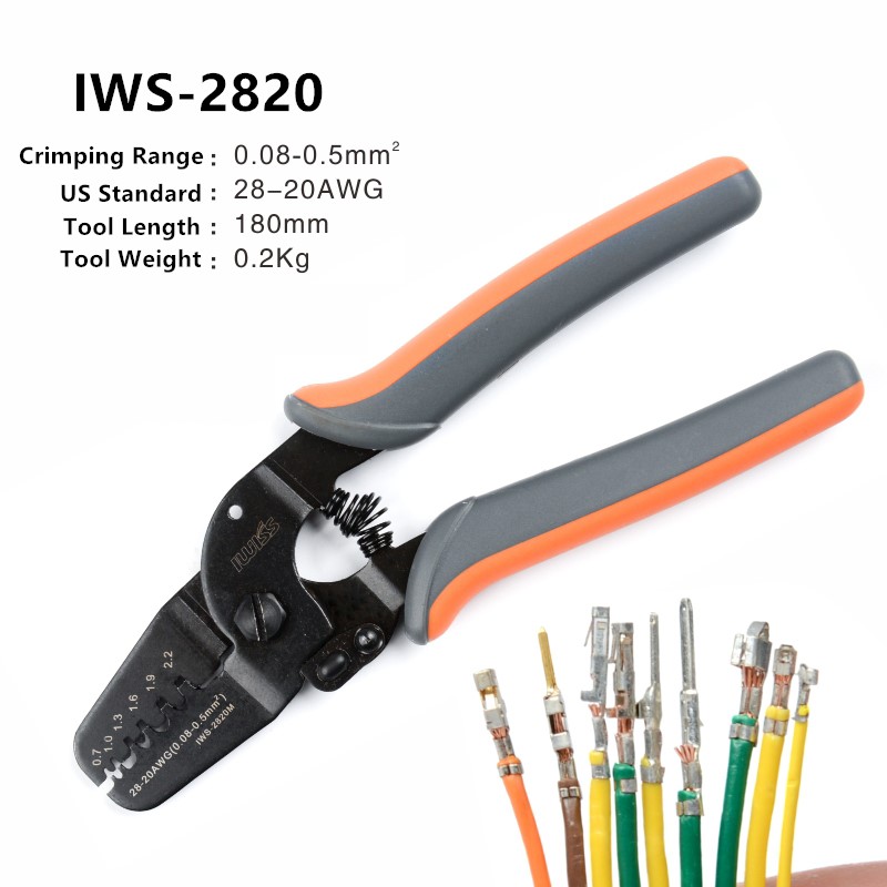 IWISS Mini Micro Open Barrel Crimping Tools Crimper Terminal Pliers for 28-20AWG JAM, Molex, Tyco, JST Terminals and Connectors