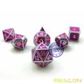 Bescon Deluxe Creative Shiny Silver and Purple Enamel Solid Metal Polyhedral Role Playing RPG Game Dice Set of 7