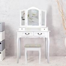 Dresser Sets For Bedroom Plate Dressing Table Dresser Vanity Set With 3 Mirror Cushioned Stool Dressing Table