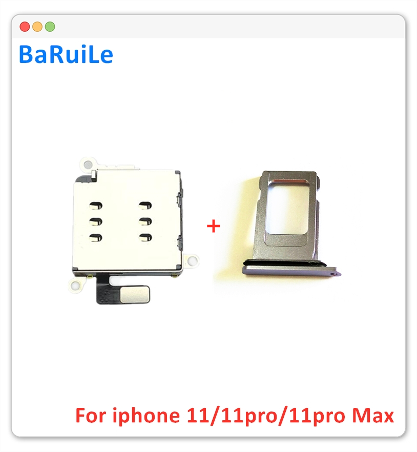 BaRuiLe 1set for iPhone 11 Dual SIM Card Reader flex cable +SIM Card tray Holder Slot Adapter Replacement