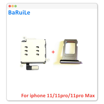 BaRuiLe 1set for iPhone 11 Dual SIM Card Reader flex cable +SIM Card tray Holder Slot Adapter Replacement