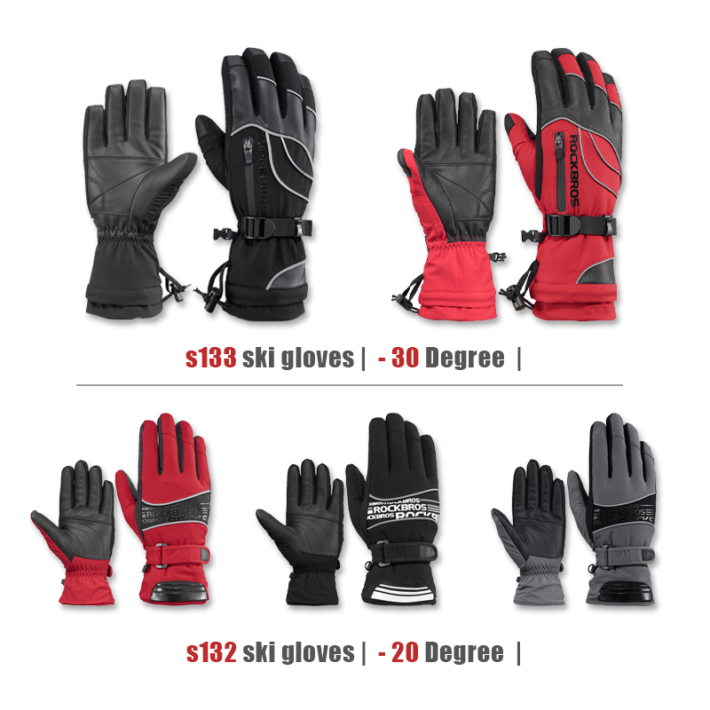 Rockbros -30 Degree Ski Gloves Men Women Waterproof Winter Thermal Fleece Snow Snowboard Gloves Sport Riding Snowmobile Gloves