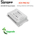 Sonoff 4CH Pro R2 Smart Home Wifi Switch 433MHz RF Wifi Light Switch 4 Gang 3 Working Modes Inching Interlock Work With Alexa