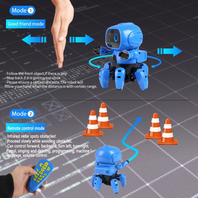 Intelligent Induction Robot DIY MoFun - 963 DIY Assembled Electric Robot Infrared Obstacle Avoidance With Transmitter toys