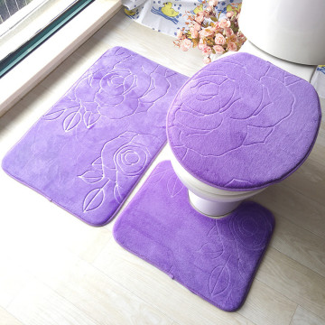 Fashion Non-slip Toilet Lid Cover Bath Mat Rugs Set Carpet for Bathroom and Toilet Seat Cover Floor Mat 3pcs Blue White Purple