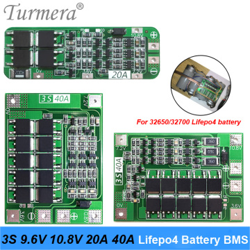 3S 40A 20A 9.6V 10.8V 32650 32700 LiFePO4 BMS lithium iron battery protection board with equalization start drill