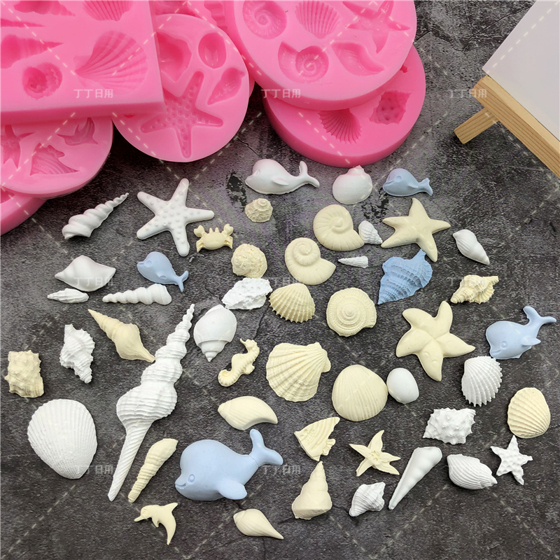 DIY Lovely Shell Starfish Conch Silicone Chocolate Mold Fish Mermaid Tail Fondant Cake Decorating Tools Clay Resin Art Moulds