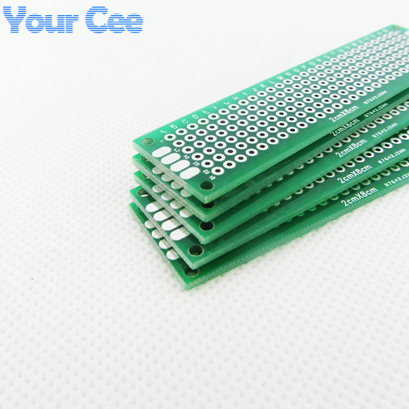 10 pcs 2X8cm DIY Prototype Printed Circuit Board Paper PCB Universal Circuit Board Double Side Board 1.6mm 2.54mm Glass Fiber