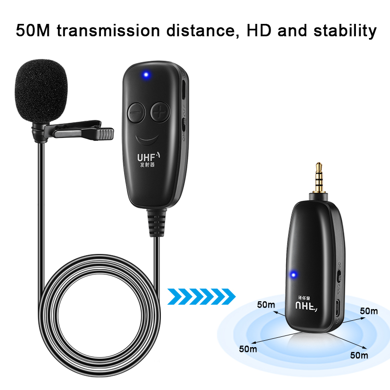 UHF Lavalier Lapel Wireless Microphone Recording Vlog Youtube Live Interview for iPhone iPad PC Android DSLR microphone